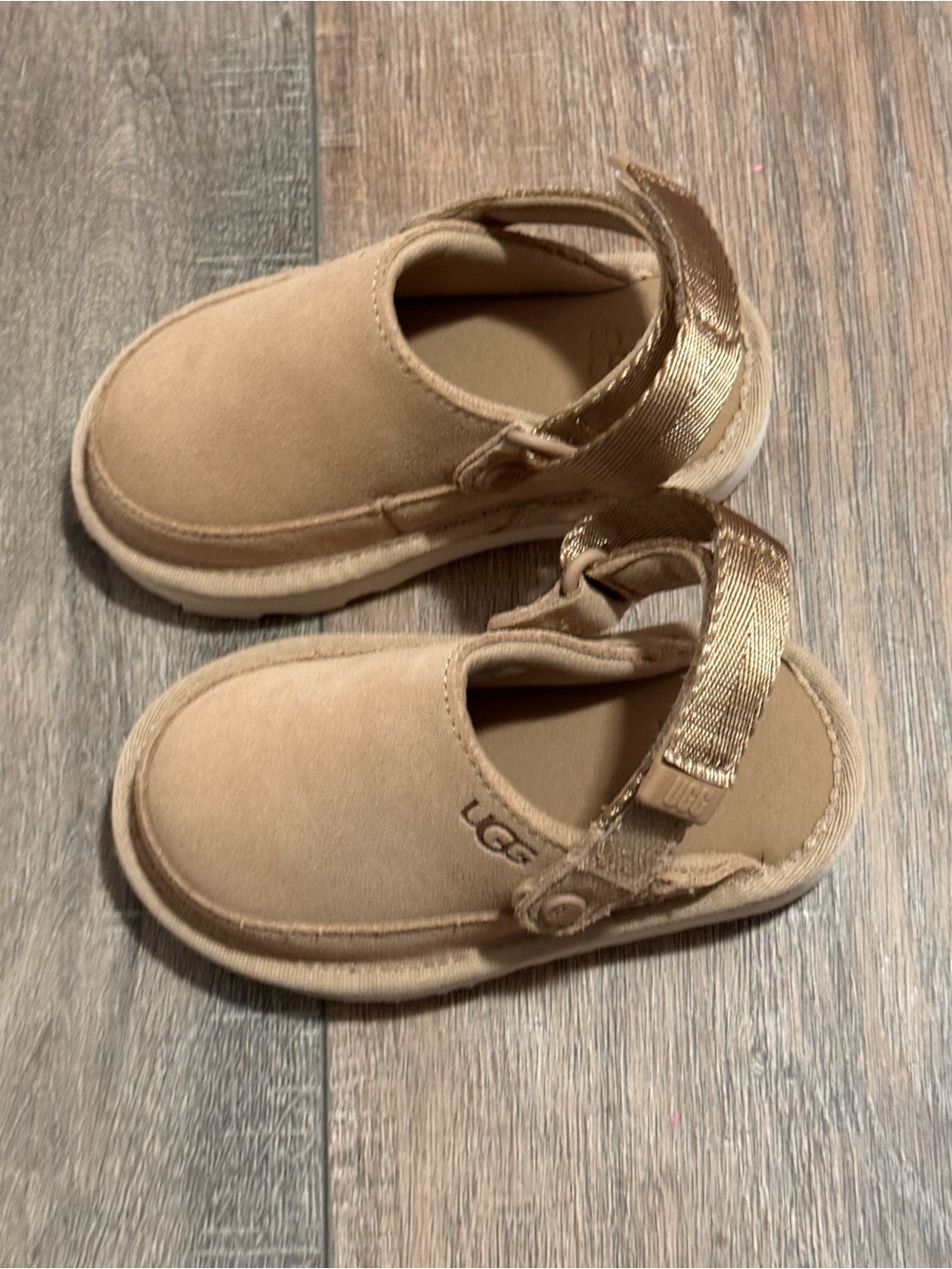 UGG Kids Tan Suede Back-Strap Sandals
